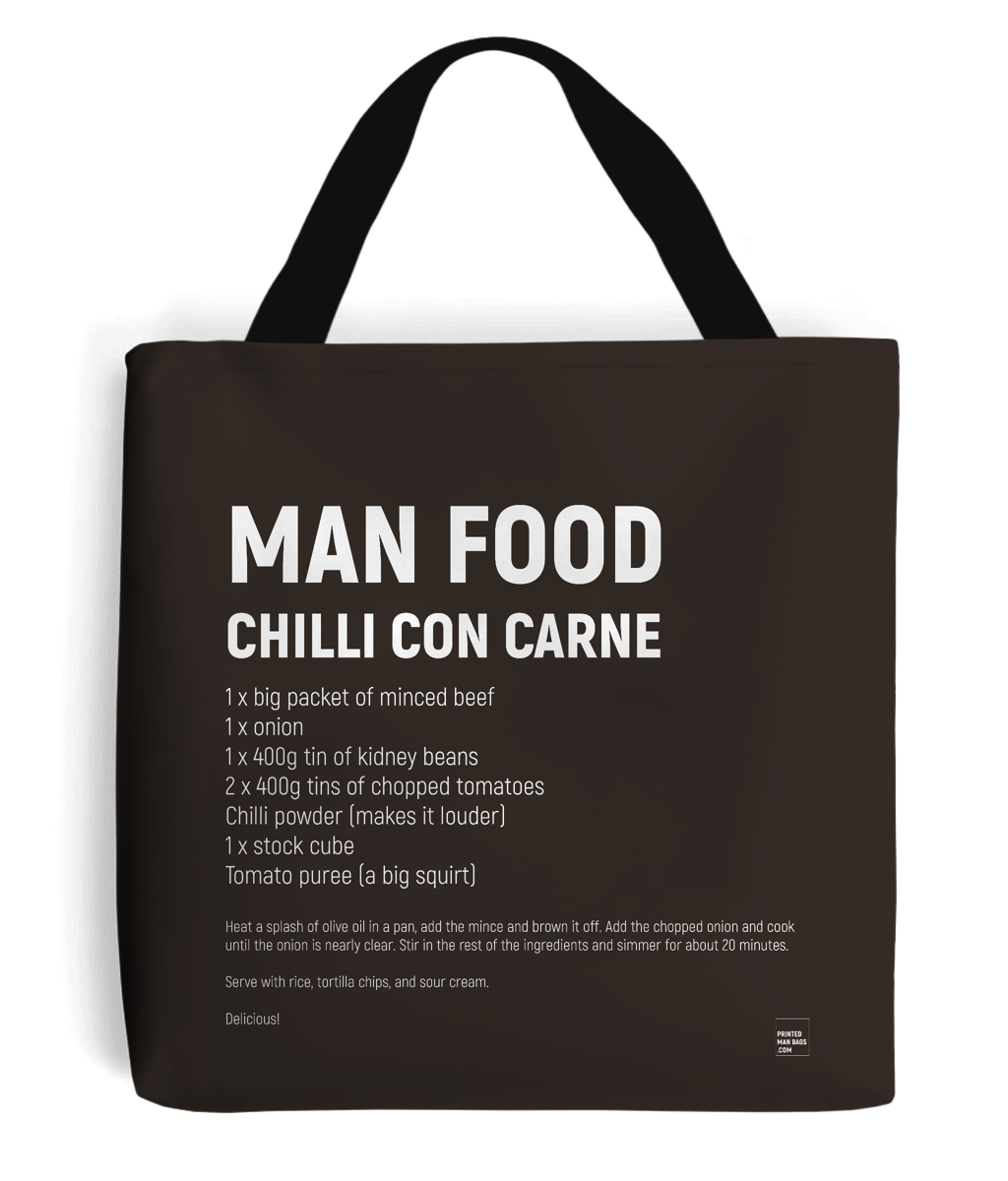 chilli con carne tote man bag