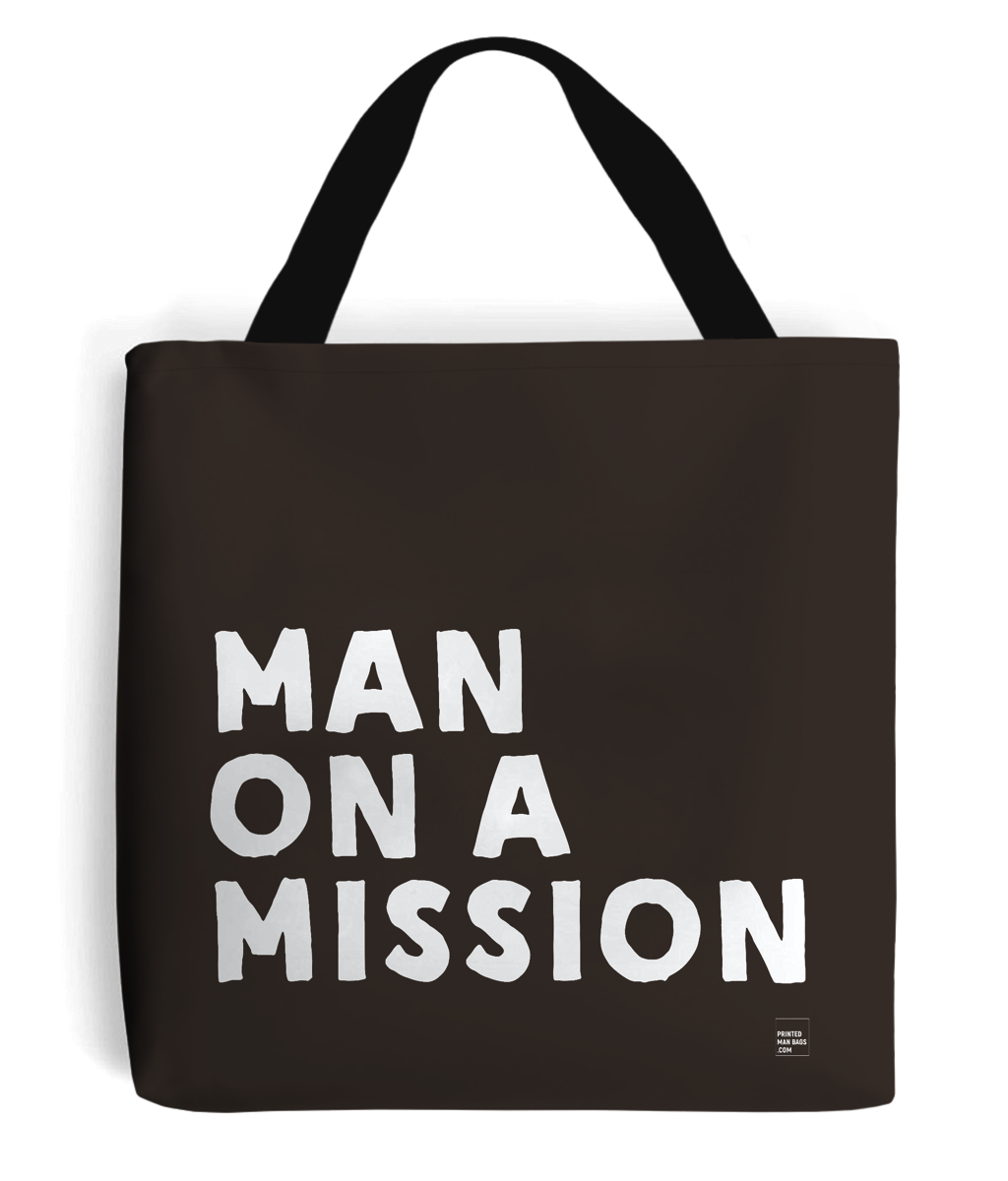 man on a mission tote man bag