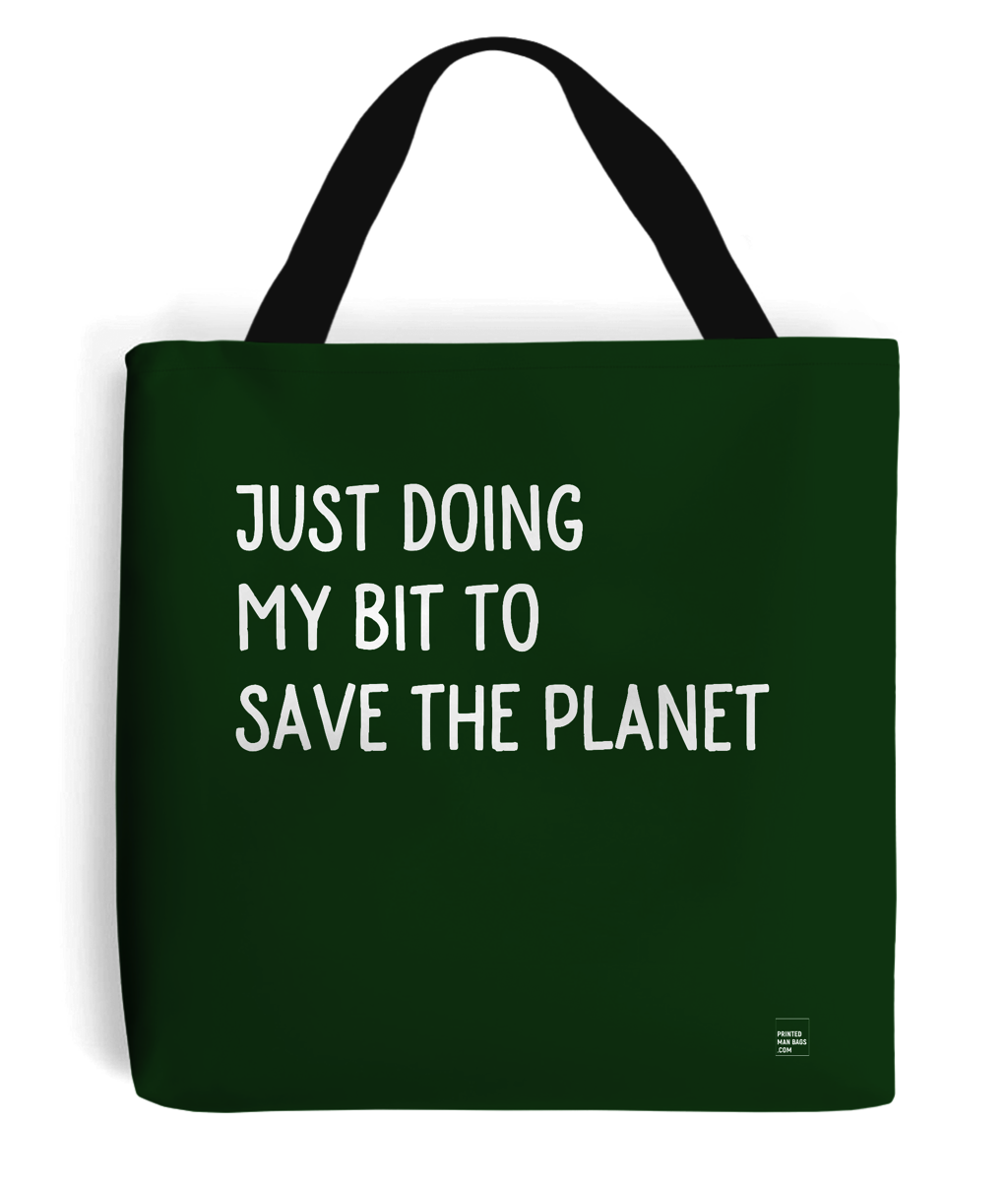 save the planet tote man bag